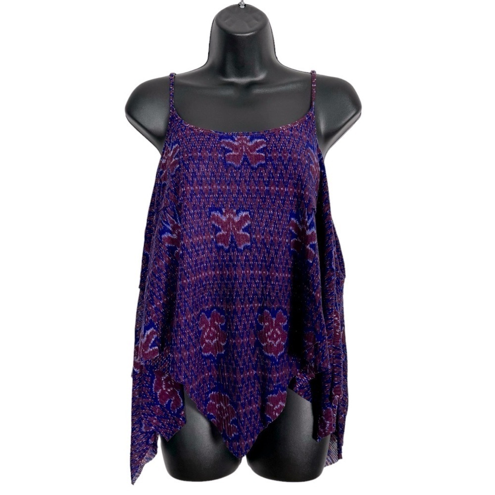 EUC Free People boho tank, blue and wine coloured, size Medium
